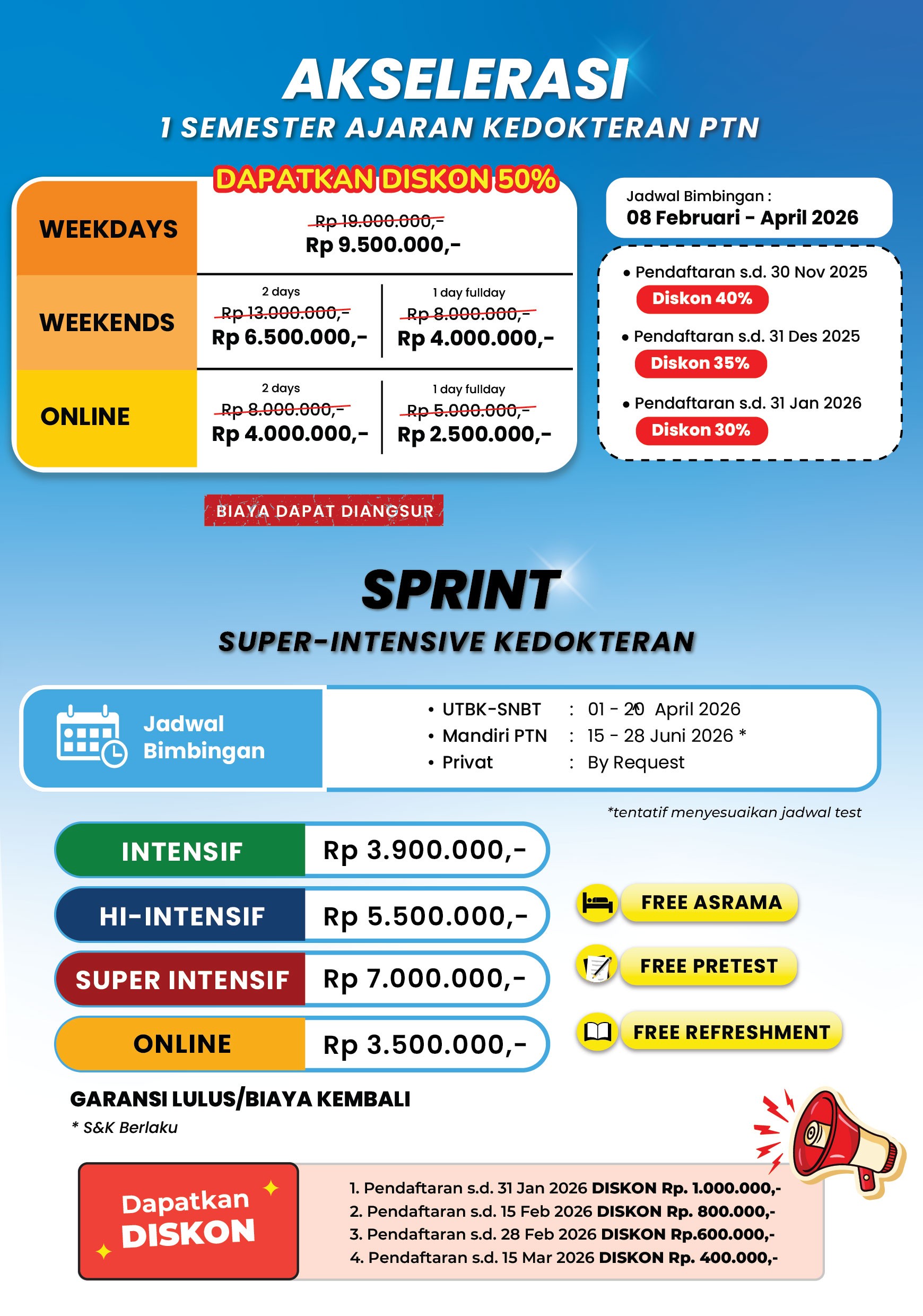 Bimbel Kedokteran 2026 - Akselerasi & Super Intensif 
